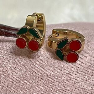 Cherry Stainless Steel gold plated Earrings